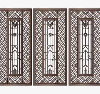 新中式屏风隔断su草图模型下载