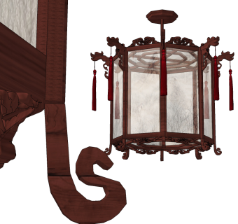 中式灯笼吊灯su草图模型下载