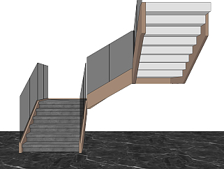 现代转角<em>玻璃</em>楼梯su草图模型下载