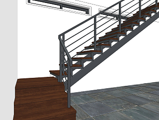 工业风钢架楼梯su草图模型下载
