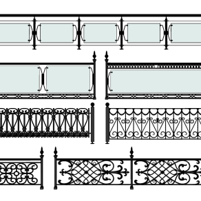 欧式美式铁艺栏杆扶手su草图模型下载