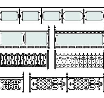 欧式美式铁艺栏杆扶手su草图模型下载