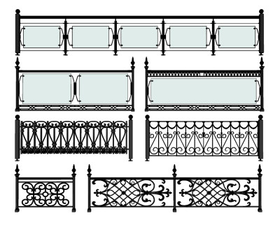 欧式美式铁艺栏杆扶手su草图模型下载