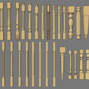 简欧镀金楼梯栏杆立柱su草图模型下载