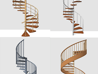 现代，钢架<em>旋转楼梯</em>su草图模型下载