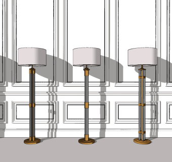 现代轻奢简欧式金属落地灯su草图模型下载