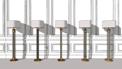 现代轻奢简欧式金属落地灯su草图模型下载