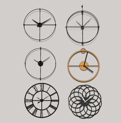 现代金属镂空挂钟su草图模型下载