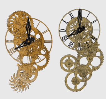 工业风复古机械钟表su草图模型下载