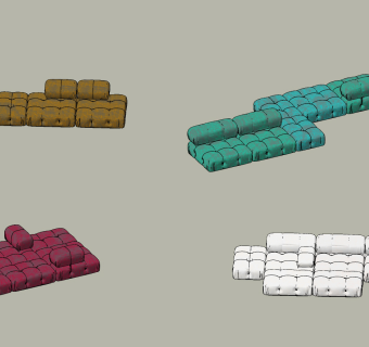 现代布艺异形沙发su草图模型下载