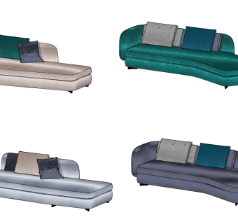 现代布艺异形沙发，su草图模型下载