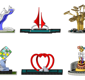 现代创意公园景观雕塑文化景观小品su草图模型下载