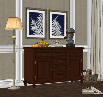 美式餐边柜su草图模型下载