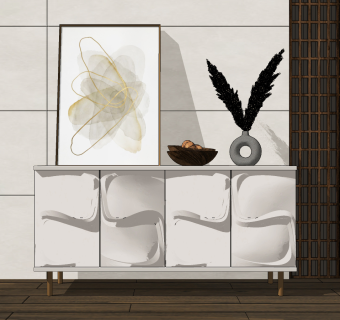 现代餐边柜su草图模型下载