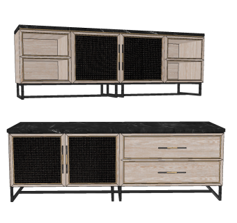 现代轻奢边柜su草图模型下载