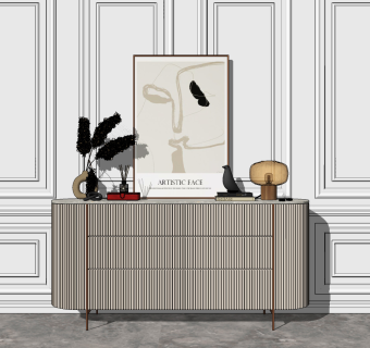 现代轻奢餐边柜su草图模型下载