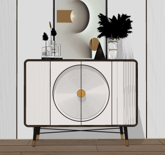 现代玄关柜su草图模型下载