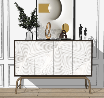 现代玄关柜，花瓶摆件