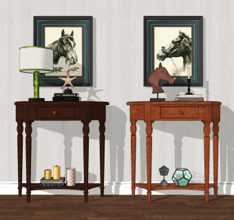 美式半圆弧玄关柜su草图模型下载