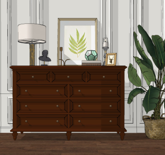 美式斗柜su草图模型下载