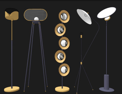 现代金属落地灯组合su草图模型下载