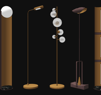 现代轻奢个性落地灯组合su草图模型下载