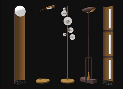 现代轻奢个性落地灯组合su草图模型下载