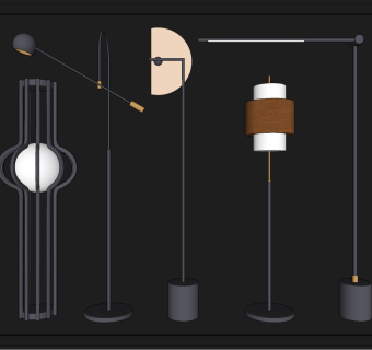 现代个性金属落地灯su草图模型下载