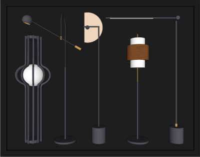 现代个性金属落地灯su草图模型下载