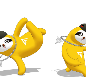 现代熊猫雕塑玩具su草图模型下载