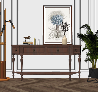 美式玄关柜su草图模型下载