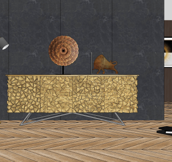 现代轻奢电视柜su草图模型下载