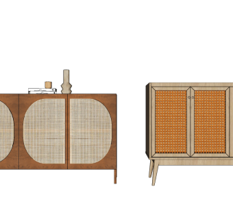 北欧日式韩式现代边柜 电视柜组合su草图模型下载
