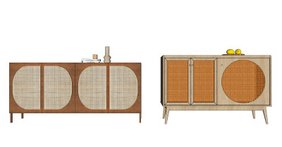 北欧日式韩式现代边柜 电视柜组合su草图模型下载