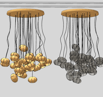 现代轻奢玻璃吊灯su草图模型下载
