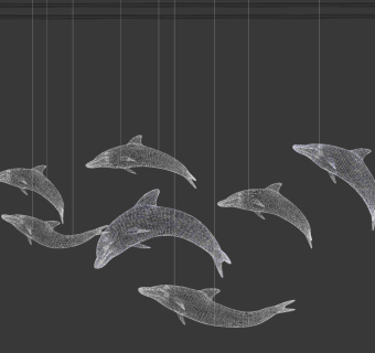 现代海豚装饰灯，吊饰吊灯su草图模型下载