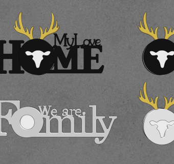 北欧儿童房字母鹿角壁灯su草图模型下载