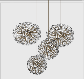 现代蒲公英球形玻璃吊灯su草图模型下载