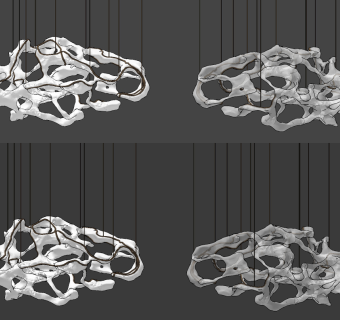 现代艺术异形水晶装饰吊灯，吊饰su草图模型下载