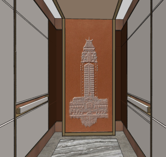 新中式酒店电梯轿厢,su草图模型下载