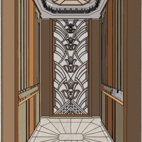 新中式轻奢电梯轿厢su草图模型下载