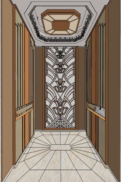 新中式轻奢电梯轿厢su草图模型下载