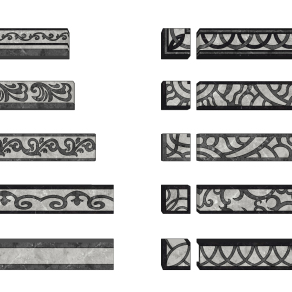 现大理石腰线,圈边大理石石材拼花su草图模型下载