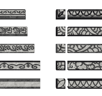 现大理石腰线,圈边大理石石材拼花su草图模型下载