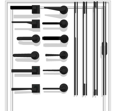 现代简约门把手，门拉手su草图模型下载