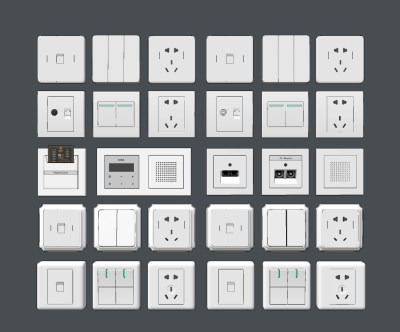 现代开关插座组合su草图模型下载