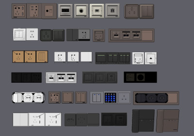 现代开关插座组合su草图模型下载