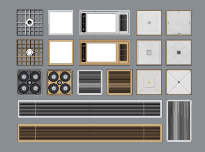 现代浴霸铝扣板空调通风口su草图模型下载