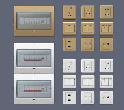 现代电闸箱开关插座面板su草图模型下载