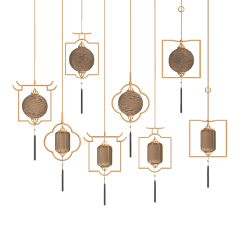 新中式灯笼小吊灯su草图模型下载